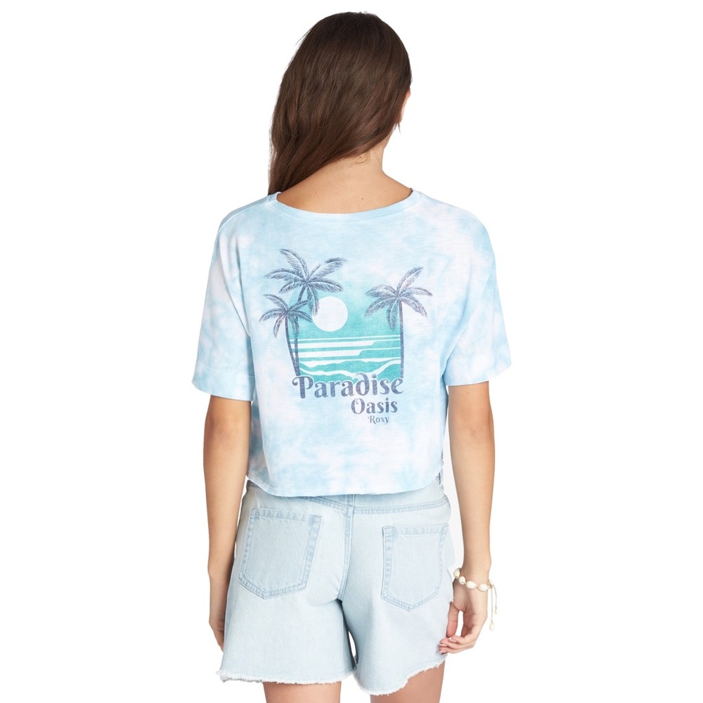 Roxy Light Blue Tie-Dye Short Sleeve Tee
